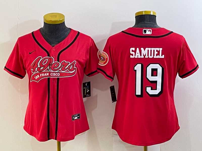 Womens San Francisco 49ers #19 Deebo Samuel Red Color Rush With Patch Cool Base Stitched Baseball Jersey->women nfl jersey->Women Jersey